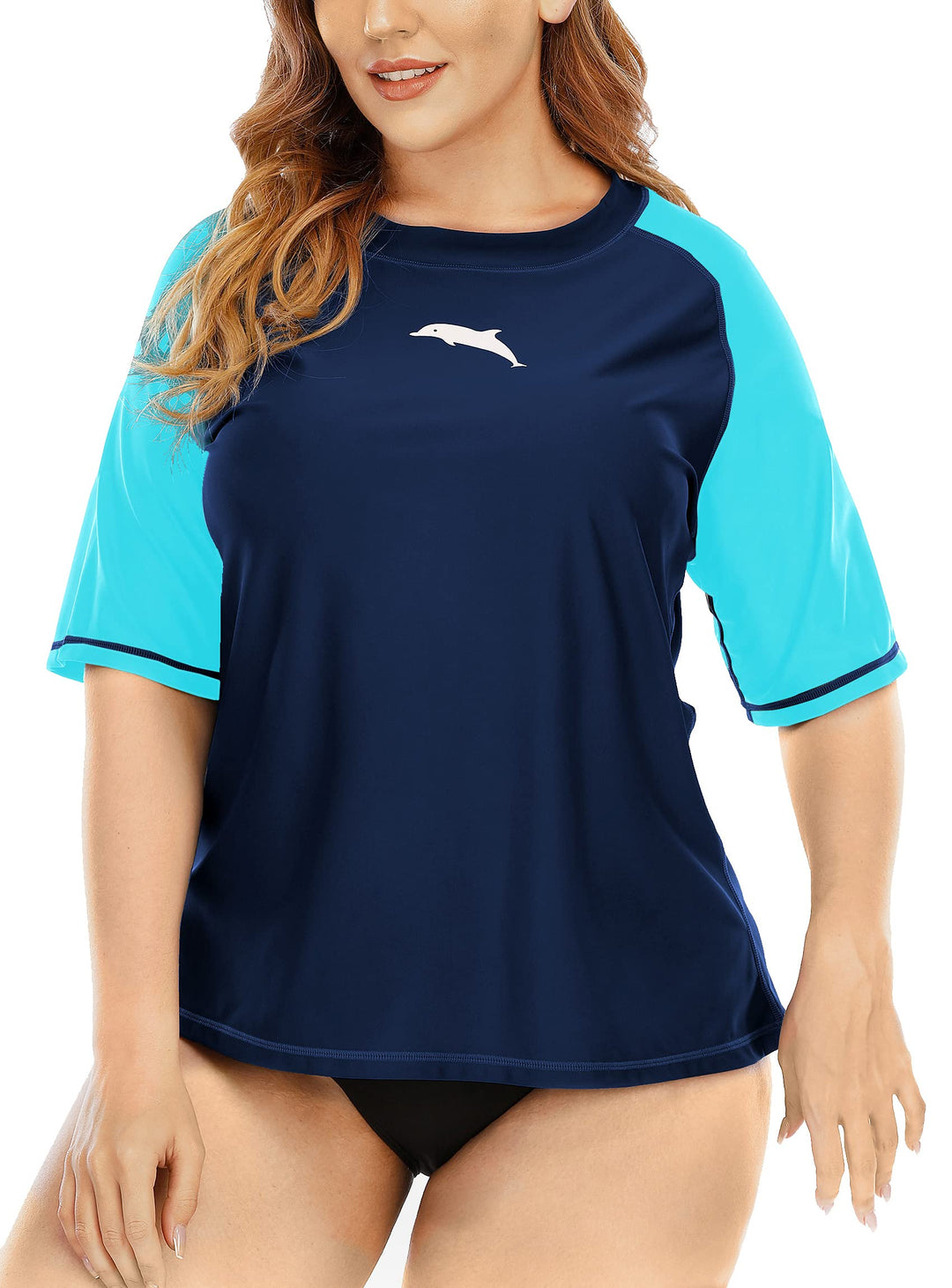 Halcurt UV Shirt Damen Übergrösse Rash Guard Kurzarm UPF 50+ Badeshirt UV Schutz Schwimmshirt Schnel