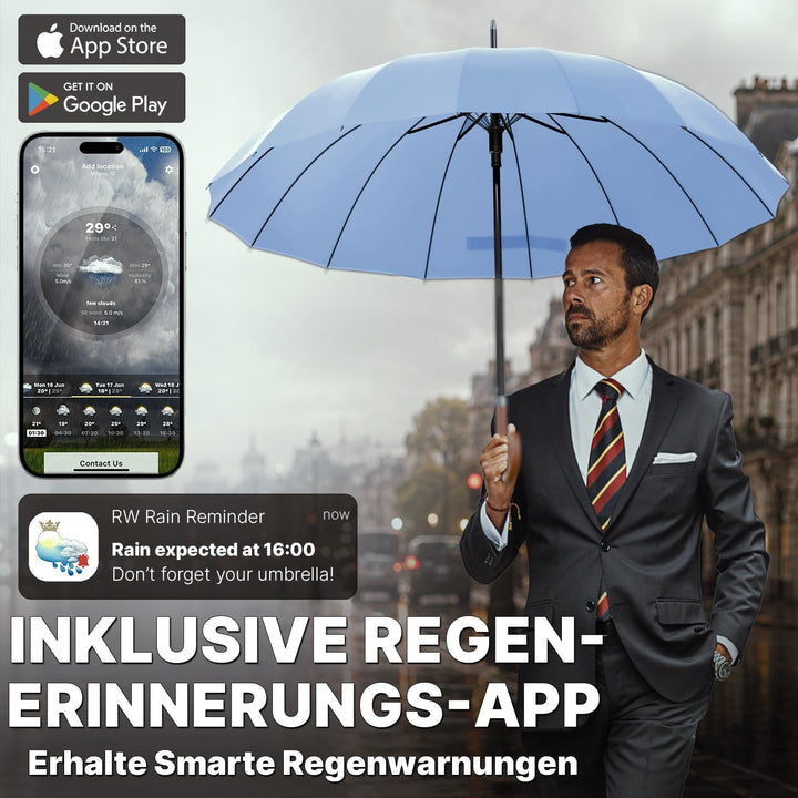 Royal Walk Regenschirm Gross Sturmfest Golf Schirm XXL Stabiler Stockschirm | Grosser Regenschirm fü
