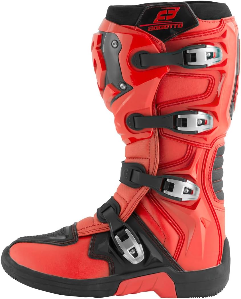 Bogotto MX-6 Motocross Stiefel, rot/schwarz, 44 | Motorradschuhe 44 EU Rot Schwarz, 44 EU Rot Schwar