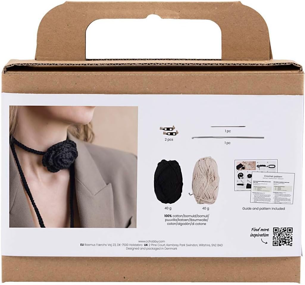 Creativ Mini-Bastelset Häkeln, Tasche mit Rose, 1 Packung