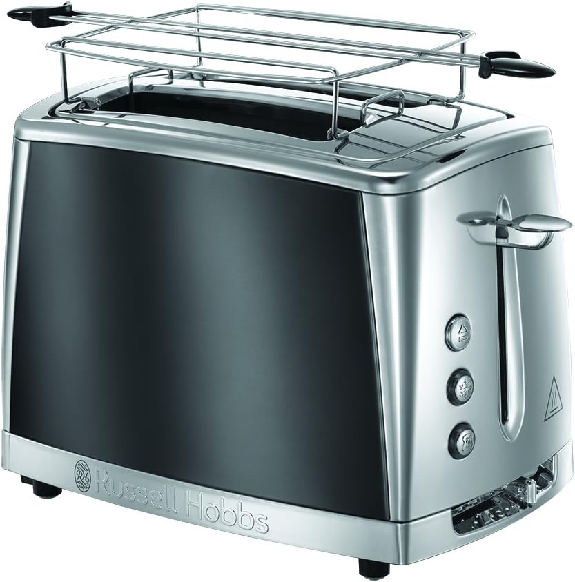 Russell Hobbs Toaster [für 2 Scheiben] Luna Edelstahl Grau (extra breite Toastschlitze, inkl. Brötch