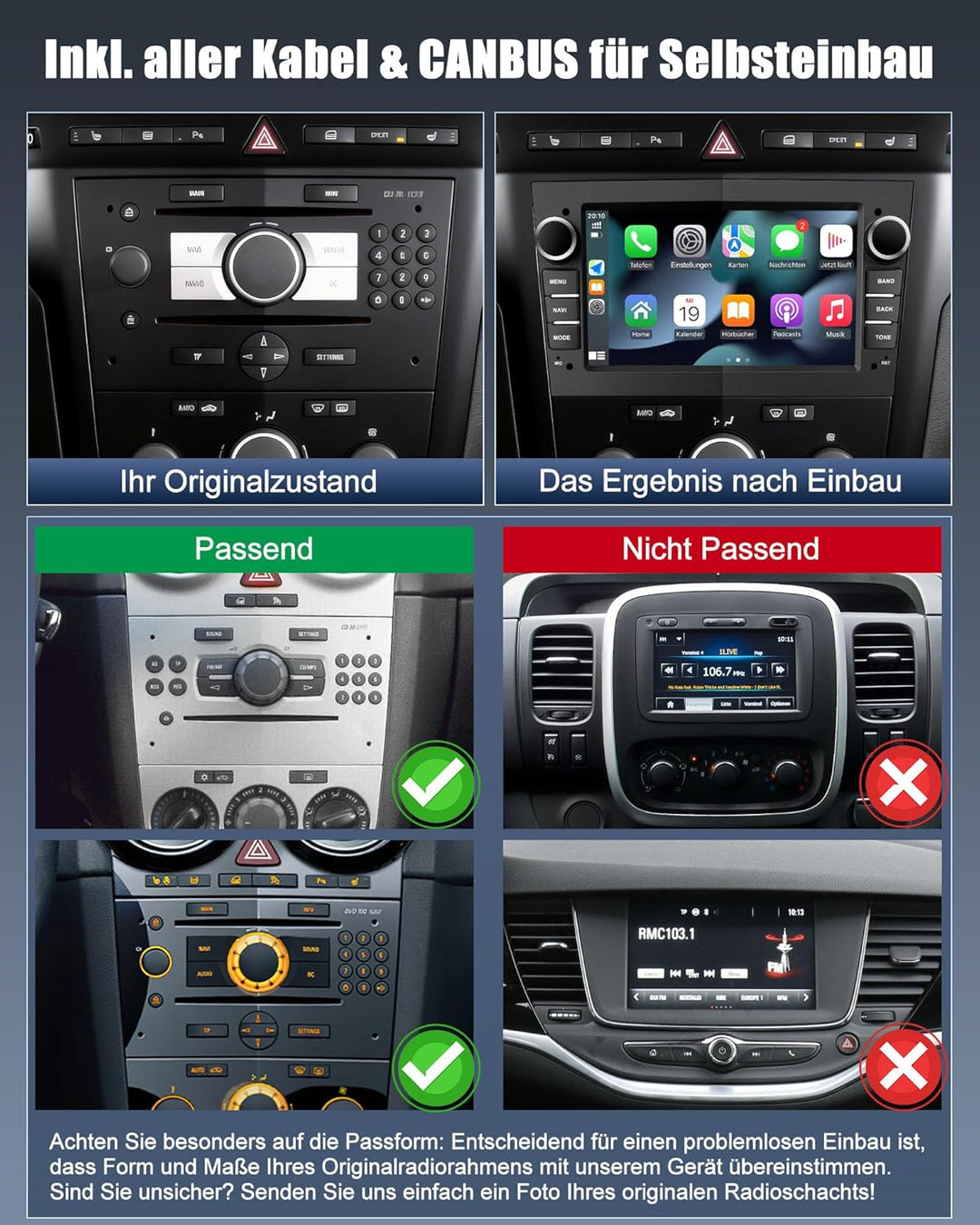 Bluetooth Autoradio mit Bildschirm für Opel Corsa d, Astra J & H, Meriva, Vivaro, Zafira b mit Navi