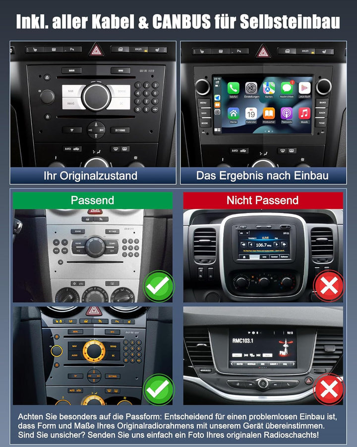 Bluetooth Autoradio mit Bildschirm für Opel Corsa d, Astra J & H, Meriva, Vivaro, Zafira b mit Navi