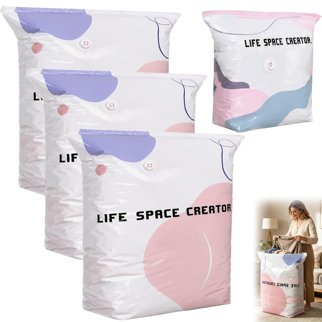 4 Stück Vakuumbeutel Ohne Pumpe, No‑Pump Vacuum Large Storage Bags