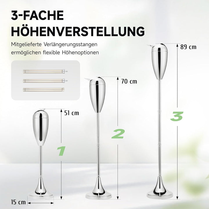 CO-Z Standaschenbecher Edelstahl Aschenbecher mit Deckel für Drinnen Höhenverstellbar Stand Aschenbe
