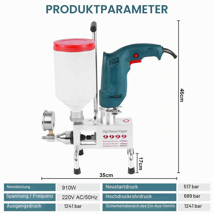 Fussbodenfugenmaschine 910W Injektionspumpe Hochdruck Einspritzpumpe bodenfugenmaschine Haus Dachver