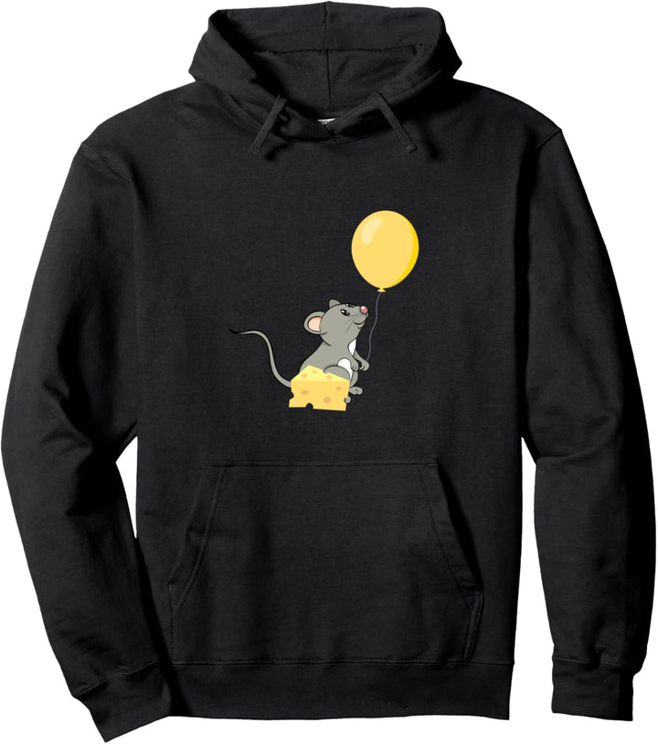 Maus, spielt mit einem Ballon & Käse-Kuchen Fun Pullover Hoodie