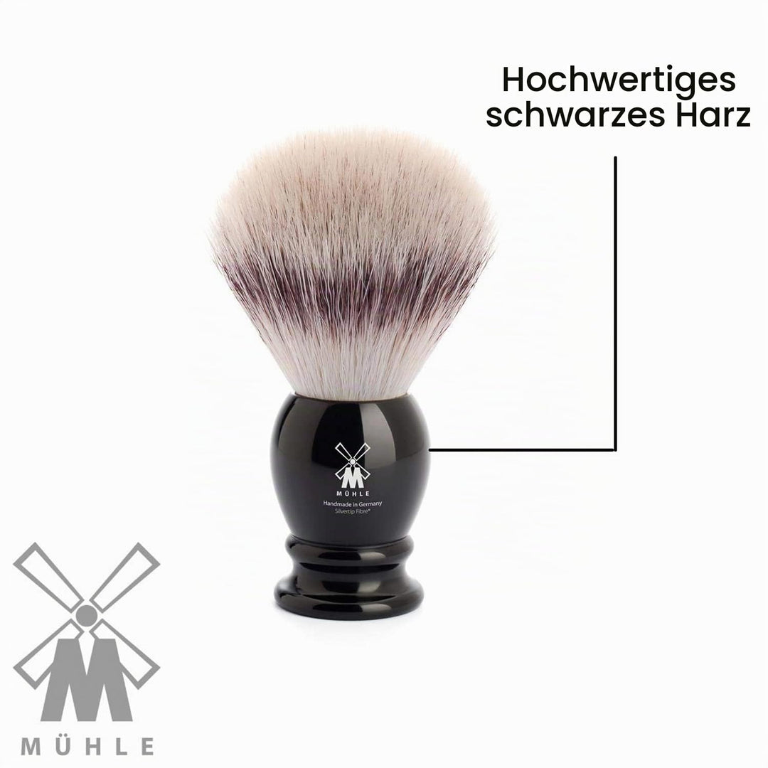 MÜHLE Classic Rasierpinsel - Rasurpinsel mit Silvertip Fibre - small/klein - Griff aus schwarzem Ede