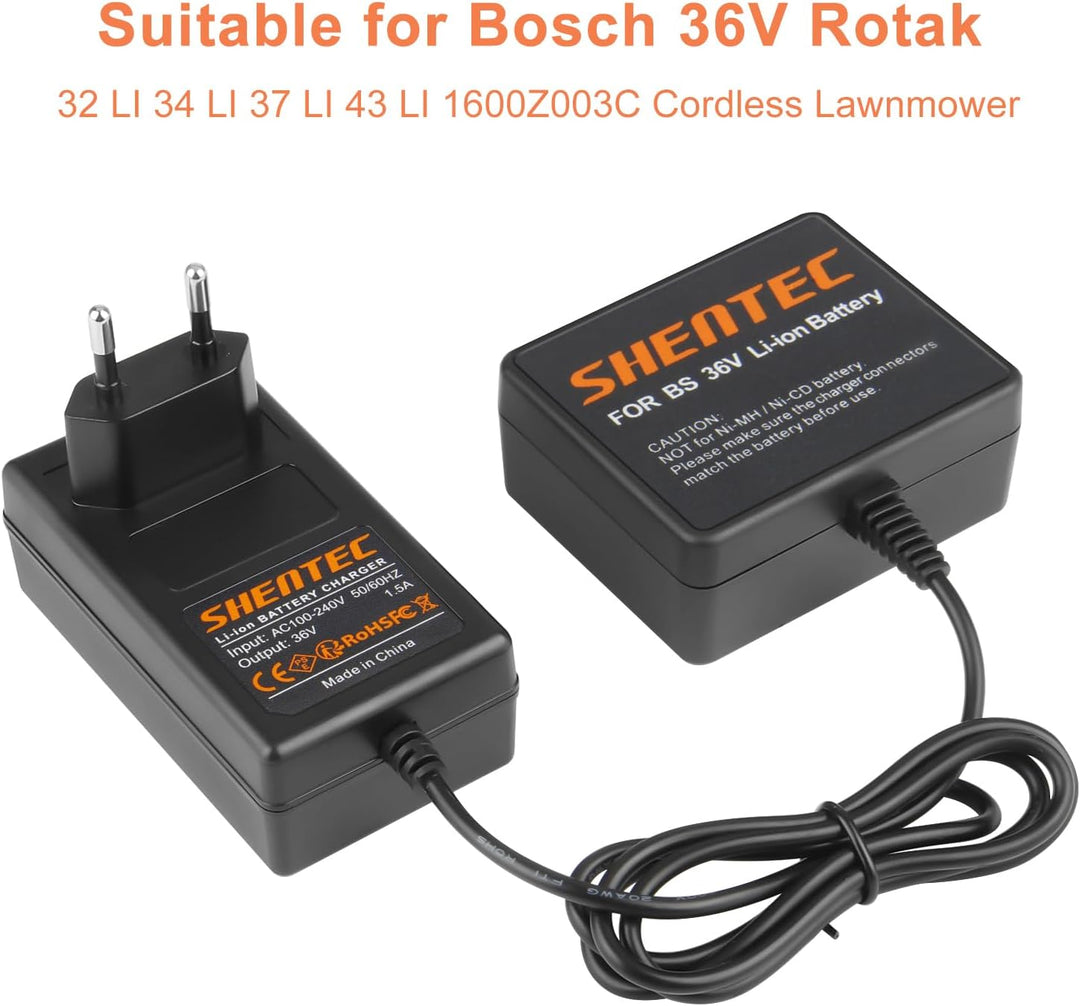 Shentec 36V Lithium akku Ladegerät für Bosch Rotak 32 LI 34 LI 37 LI 43 LI 1600Z0003C