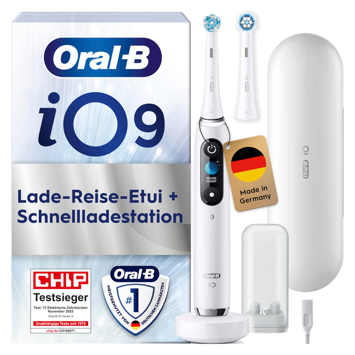 Oral-B iO Series 9 Elektrische Zahnbürste/Electric Toothbrush, 2 Aufsteckbürsten, 7 Putzmodi, Zahnpf