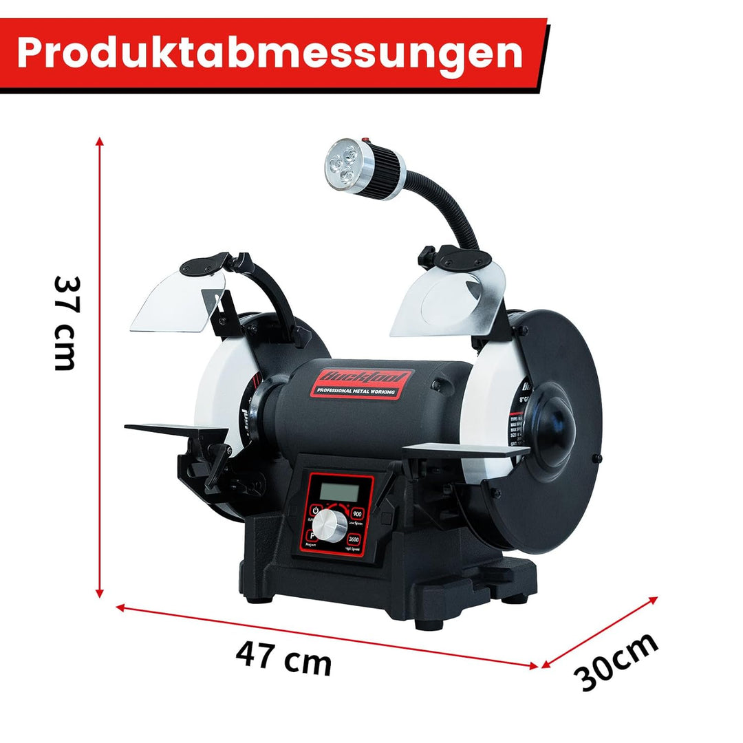 Bucktool 200mm Variabler Tischschleifer, VFD 750W Professioneller Schleifbock mit niedriger Vibratio