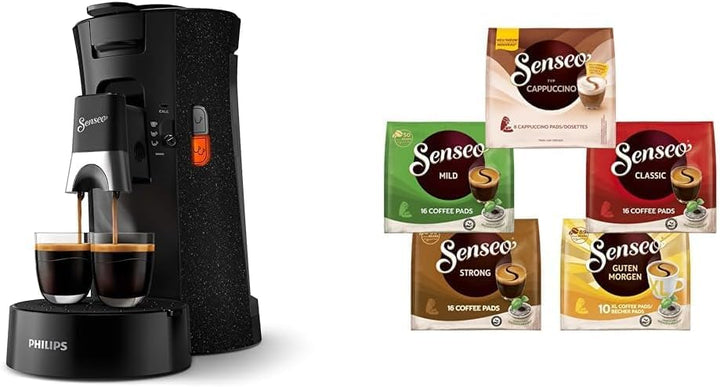 Philips Senseo Select ECO-Kaffeepadmaschine Bundle mit 66 Kaffeepads,3 Kaffeespezialitäten, Memo-Fun