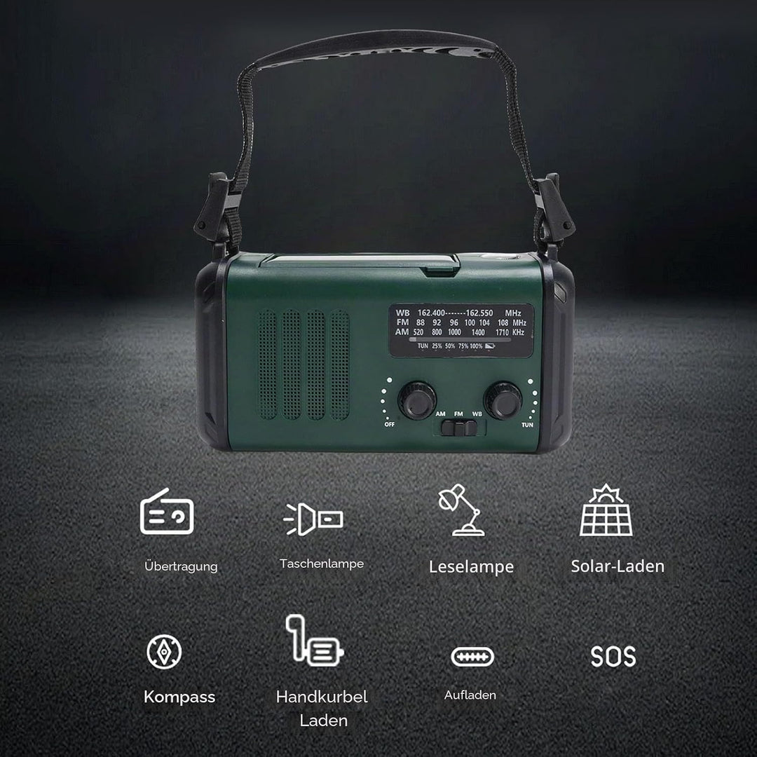 SEAFRONT Solar Kurbelradio, 10.000 MAh Notfallradio AM FM NOAA Wetterradio mit Leselicht, LED Tasche