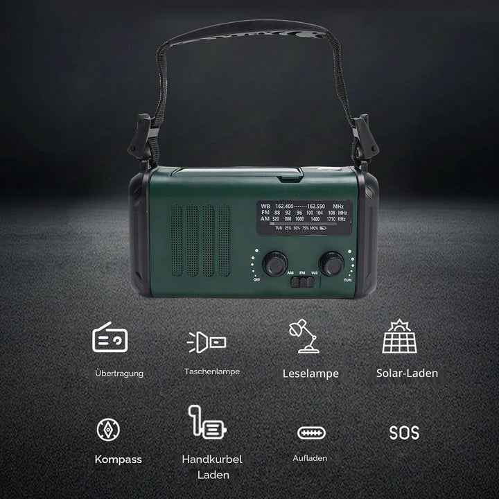 SEAFRONT Solar Kurbelradio, 10.000 MAh Notfallradio AM FM NOAA Wetterradio mit Leselicht, LED Tasche
