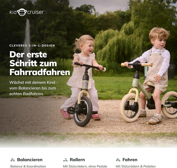 Kidcruiser Pedalplay laufrad ab 2 Jahre, ideal zum Radfahren Lernen, 3‑in‑1 mit LED Stützrädern &amp; Pe