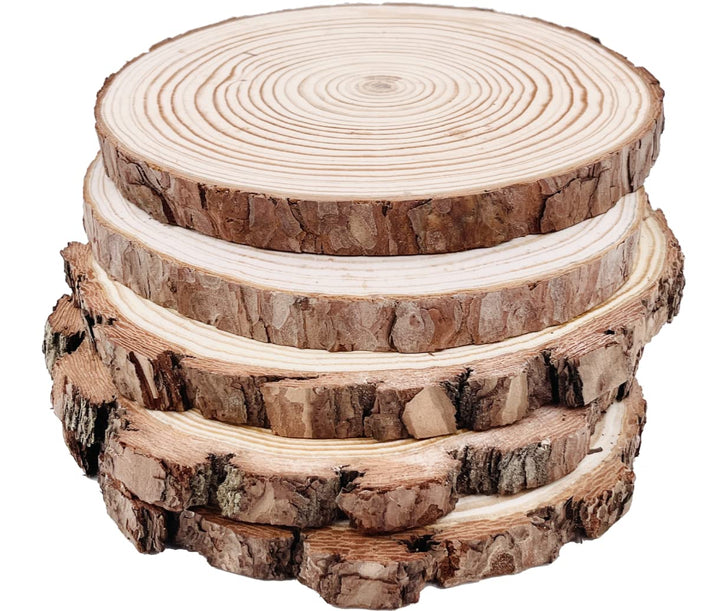 Holzscheiben 5 Stücke Holz Log Scheiben 18-20cm Unvollendete Holzkreise Ungebohrte Holzkreise ohne L