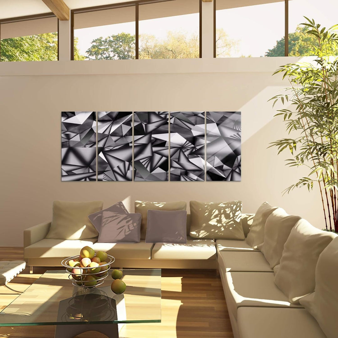 Runa Art Wandbild XXL 3D Effekt Wohnzimmer 200 x 80 cm Schwarz Weiss 5 Teilig - Made in Germany - 50