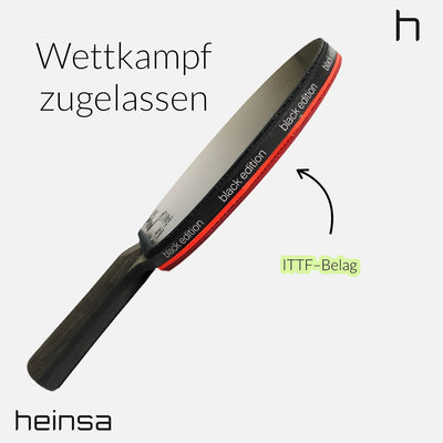 heinsa Carbon Profi Tischtennisschläger ITTF Wettkampf zugelassen Black Edition aus Lichtnussbaum mi