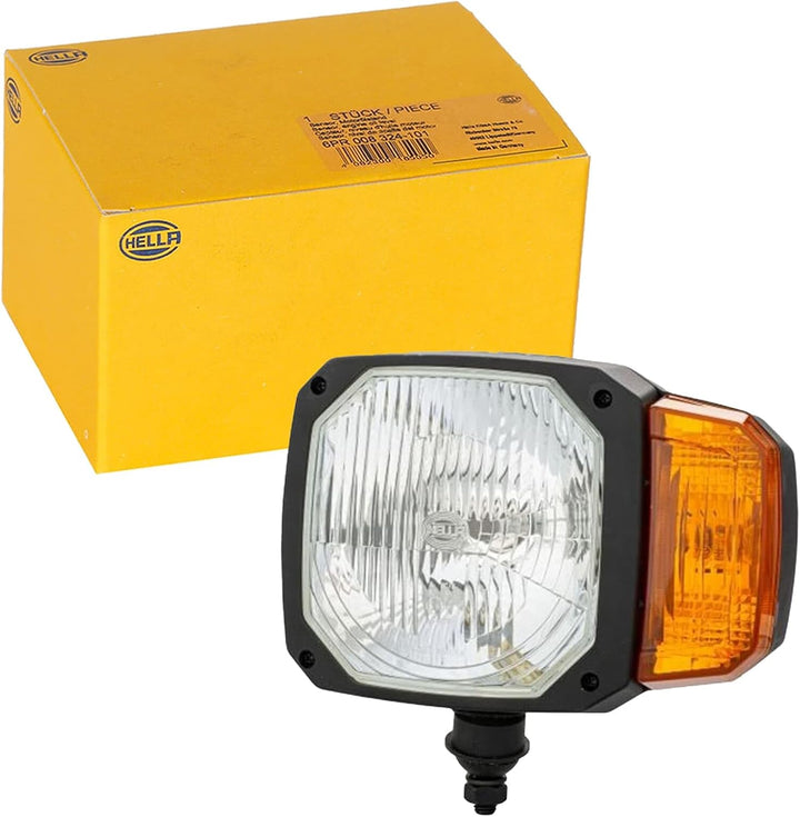 HELLA - Halogen-Hauptscheinwerfer - 12V - Einbau - Lichtscheibenfarbe: gelb - Stecker: DEUTSCH Steck