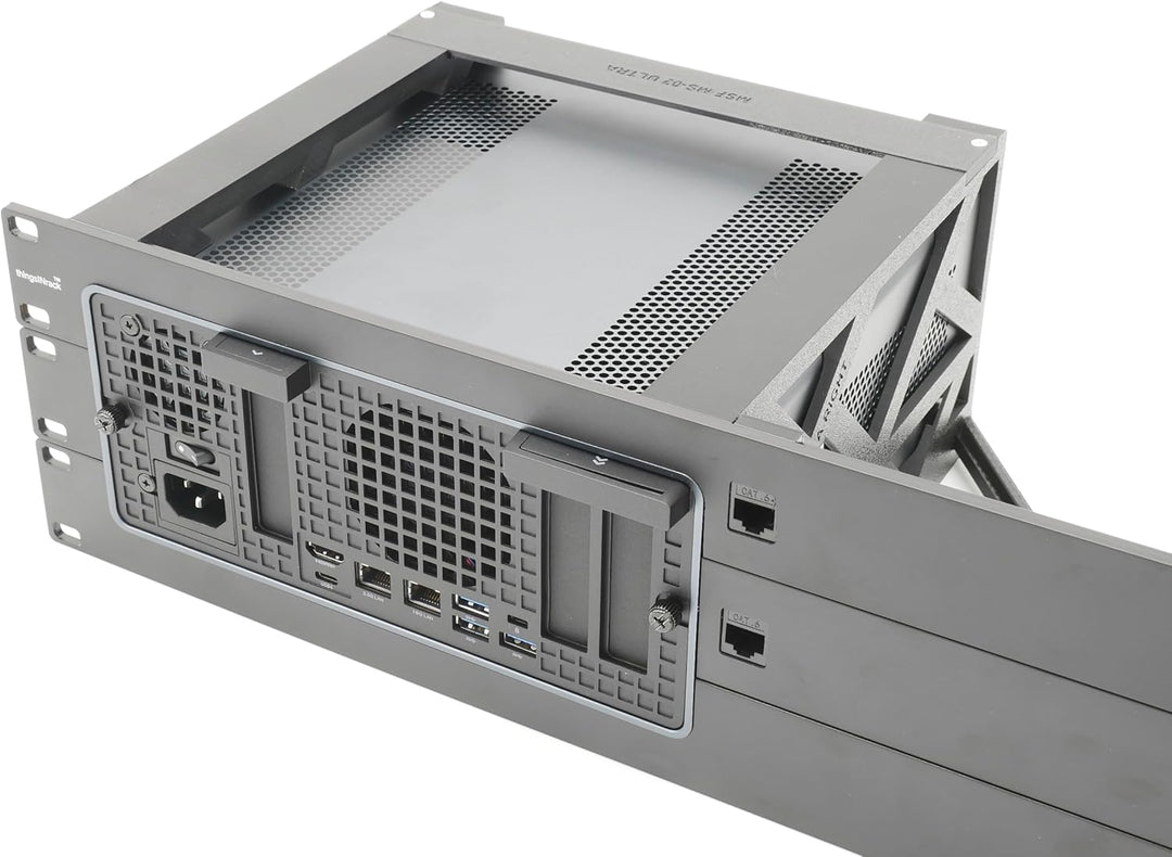 Rack-Halterung für miniSforum MS-02 Ultra mit 2 RJ45-Keystones, 48,3 cm, 3U Höhe, guter Luftstrom