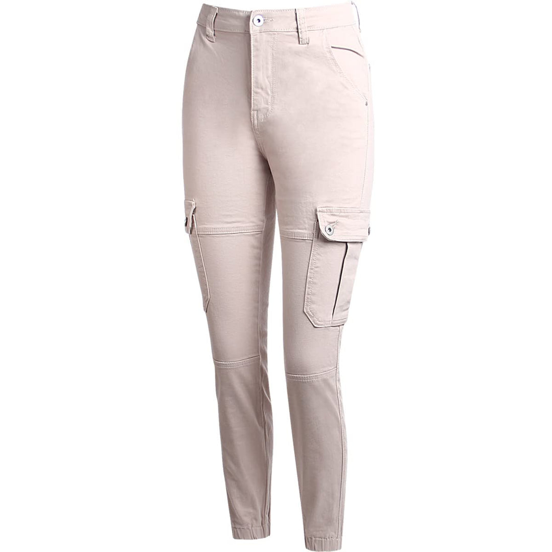 topschuhe24 2639 Damen Cargohose Jeans High Waist M Beige, M Beige