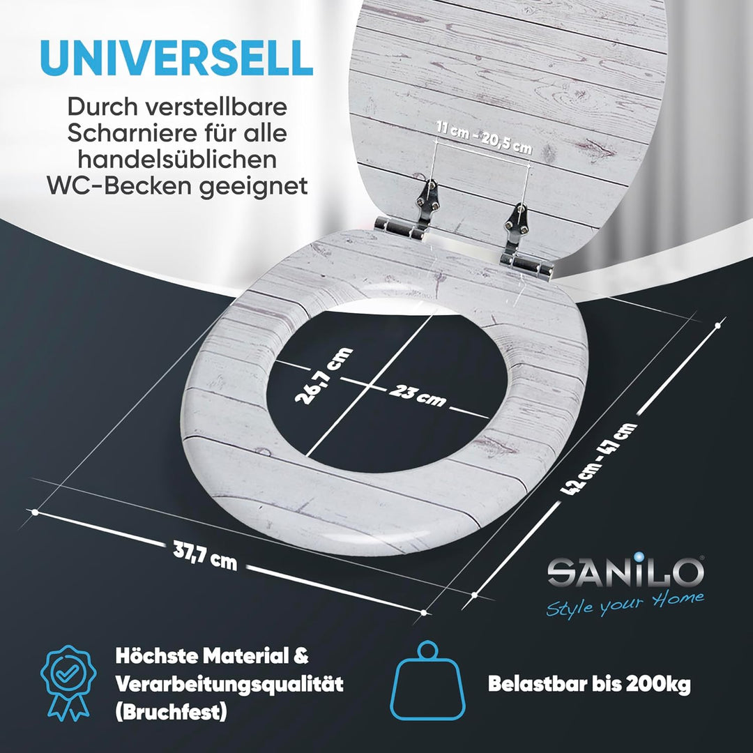Sanilo WC Sitz mit Absenkautomatik, viele schöne Holz Toilettendeckel zur Auswahl, hochwertige und s