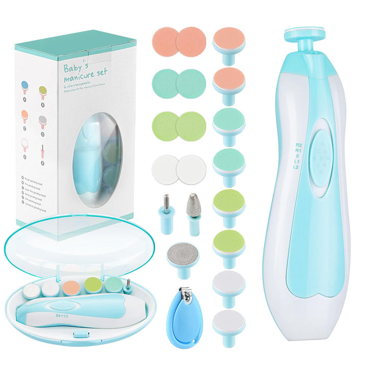 Zooawa Baby Nagelknipser 20 in 1, Elektrischer Baby Nageltrimmer, Nagelfeilen Set mit 12 Ersatzpads,