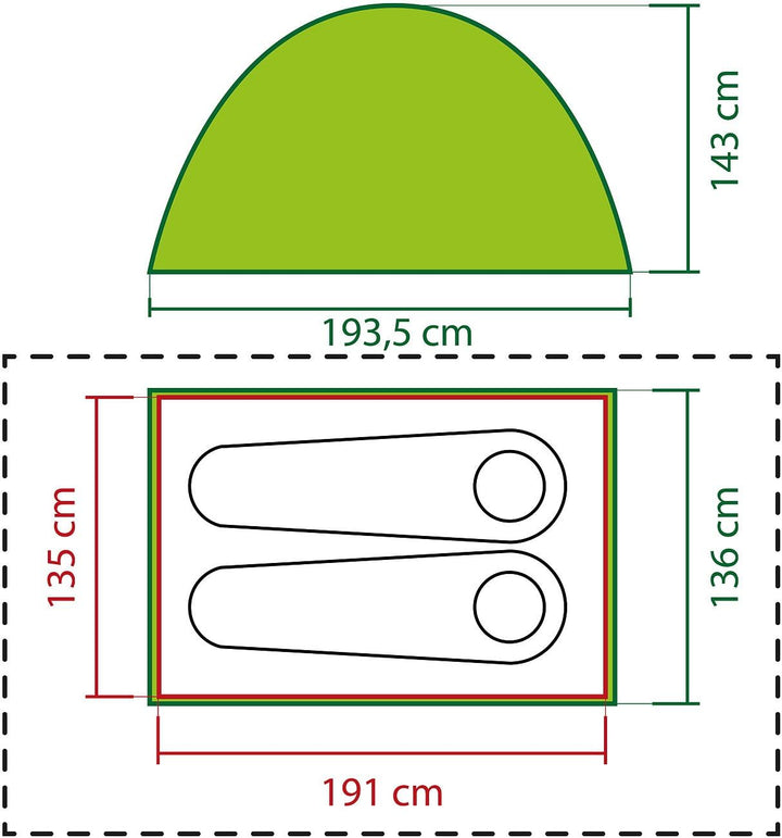 Zelt mit Feldbett 193.5 x 185 x 137 cm, 193.5 x 185 x 137 cm