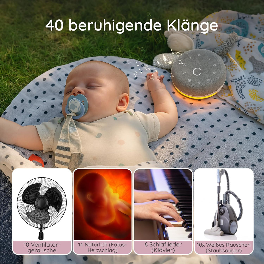 Numsy Move White Noise Machine - Einschlafhilfe Erwachsene und Baby | Weisses Rauschen, 40 Beruhigen
