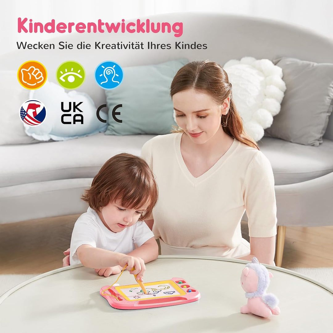 SGILE Magnetische Maltafel Zaubertafel Kinder, Magnet Magnettafel mit 4 Stempeln, Kreatives Spielzeu