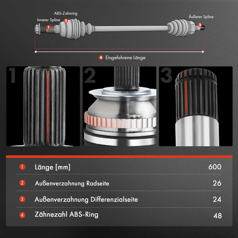 Frankberg Antriebswelle Vorne Links Kompatibel mit A.v.e.n.s.i.s T25 2.0 D-4D 2003-2008 Replace