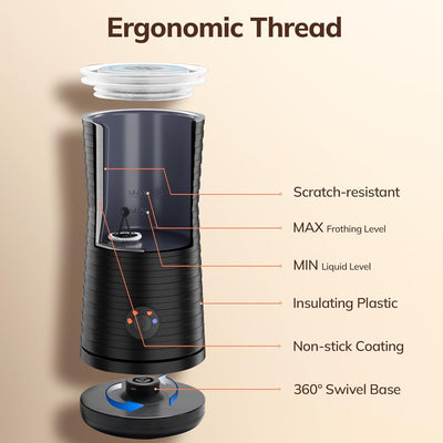 Morpilot Elektrischer Milchaufschäumer, automatischer Milchaufschäumer, 4 in 1, freie Wahl der Schau