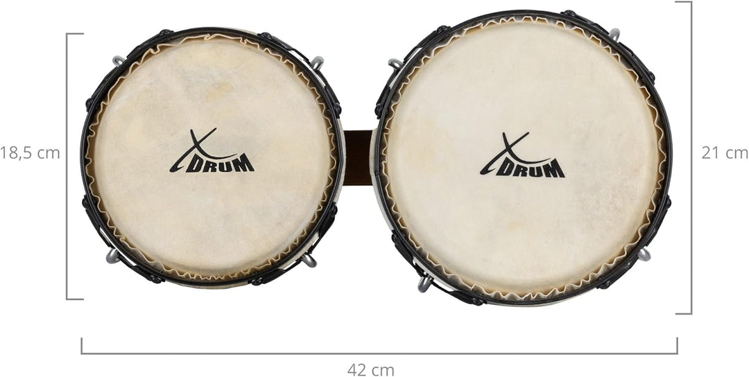 XDrum Bongos Pro Tobacco - 2 Trommeln mit 6,5" (17 cm) und 7,5" (20 cm) Durchmesser - Bongotrommeln