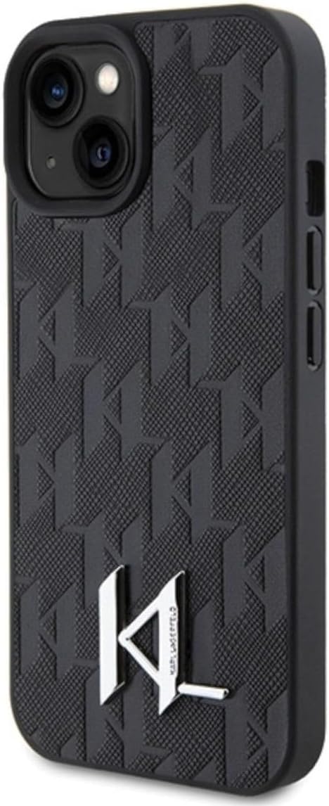 Karl Lagerfeld KLHCP15SPKLPKLK Hülle für iPhone 15 6.1" Schwarz hardcase Leather Monogram Hot Stamp