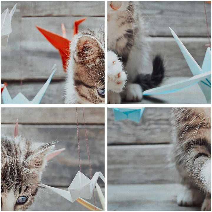 Bilder auf Leinwand Katze spass origami Leinwandbild mit Rahmen 70x50cm Wandbilder Dekoration Wohnzi
