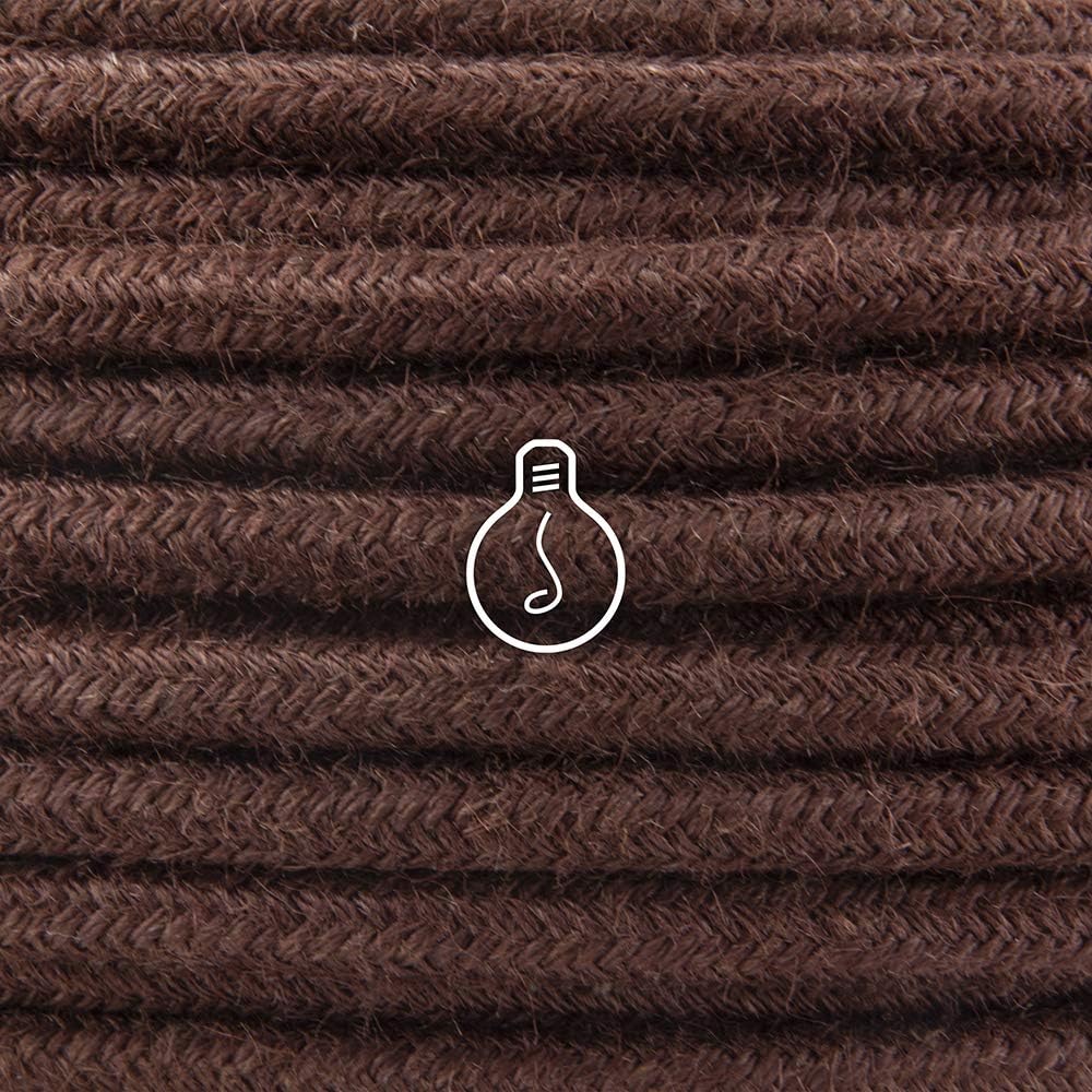 Amarcords - Textilkabel für Lampen BRAUN, rund, Jute, 30 Meter, mit Erdung 3x0,75 - Stoffkabel mit f