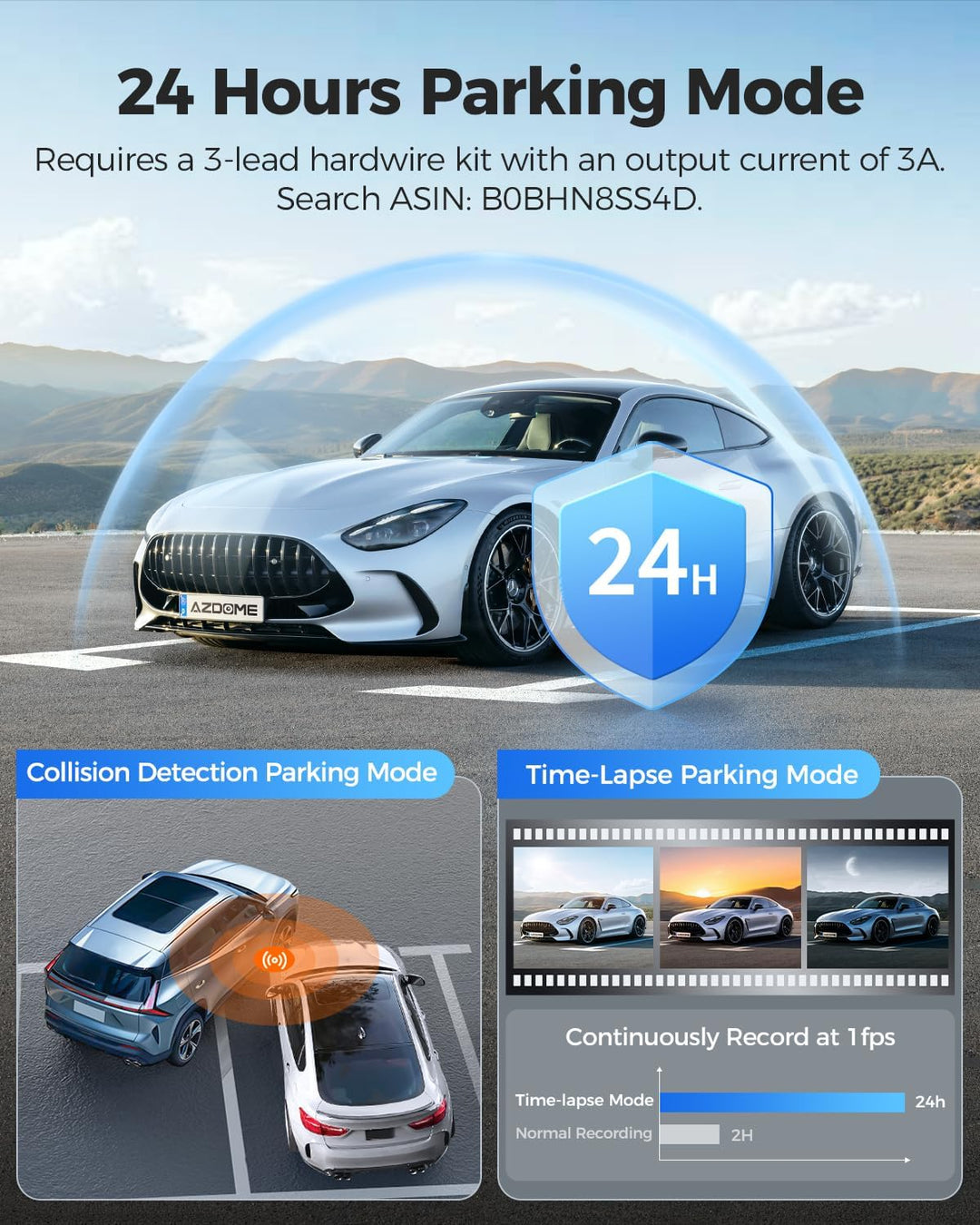 AZDOME 11.8" Spiegel Dashcam mit Rückfahrkamera & GPS, Super Nachtsicht, Loop-Aufnahme, G-Sensor, Ei