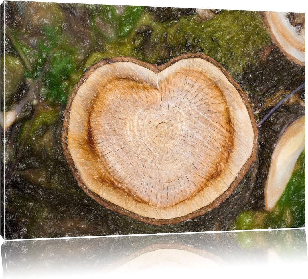 Pixxprint Jahresringe am Baumstamm als Leinwandbild/Grösse: 100x70 / Wandbild/Kunstdruck/fertig besp