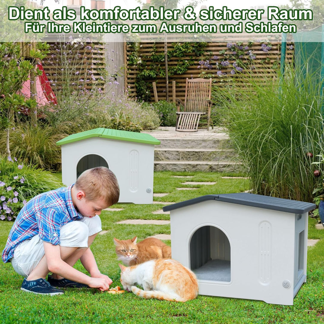 Kunststoff-Katzenhaus für Outdoor Indoor-Gebrauch, stapelbar verwilderte Katze Unterschlupf Indoor-K