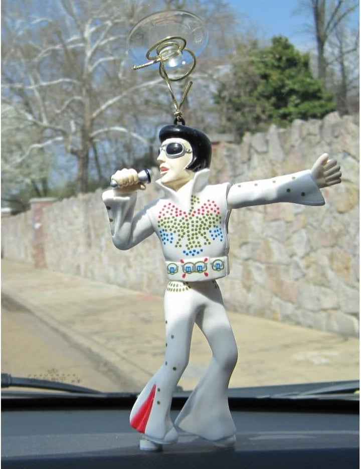Tanzende Elvis-Figur für den Rückspiegel (weiss), für Sammler
