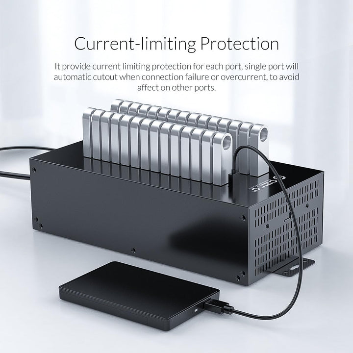 ORICO Industrial USB Hub, 30 Ports Anbringbarer, Industrietauglicher USB 2.0 Hub mit 300 W Leistung,