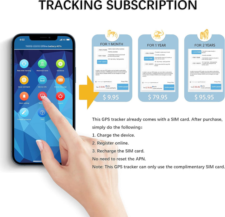 Winnes Mini GPS Tracker 4G mit SIM-Karte APP/Web-Echtzeitpositionierung GPS Tracker Kinder Unterstüt