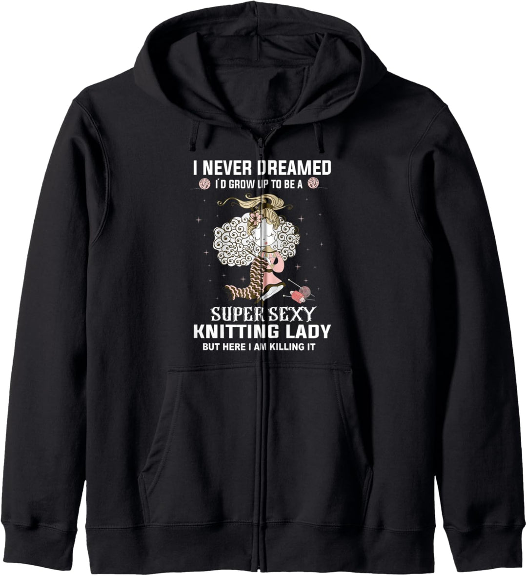 Super sexy strickende Dame strickende Königin häkelnde Stric Kapuzenjacke