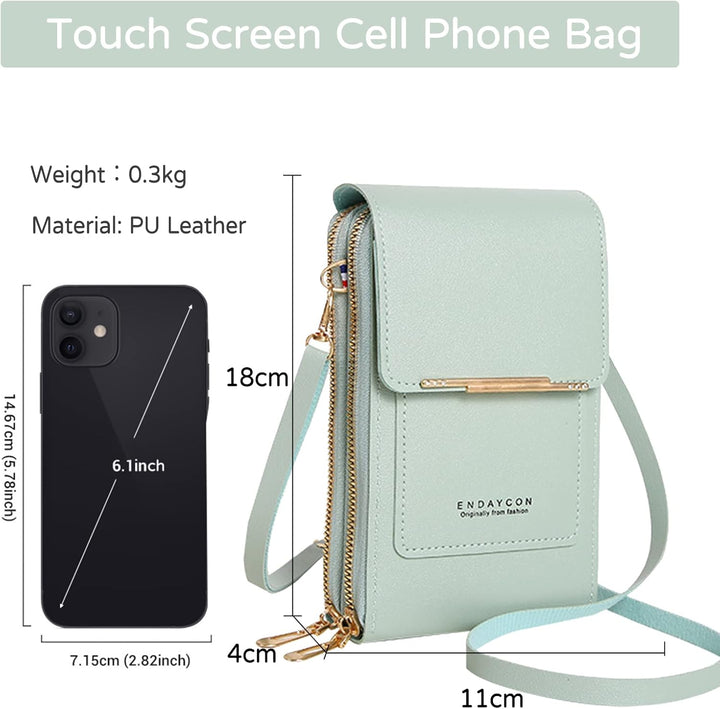 PORRASSO Handy Umhängetasche Touchscreen Crossbody Kleine Handytasche Mädchen Schultertasche PU Wass