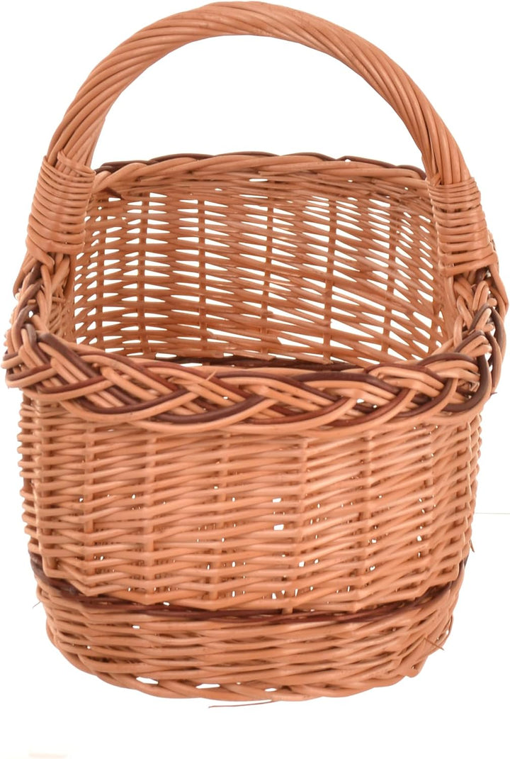 Kleiner Weidenkorb Einkaufskorb mit Henkel 36×23×27 cm – Geflochtener Flechtkorb aus Vollweide, Leic