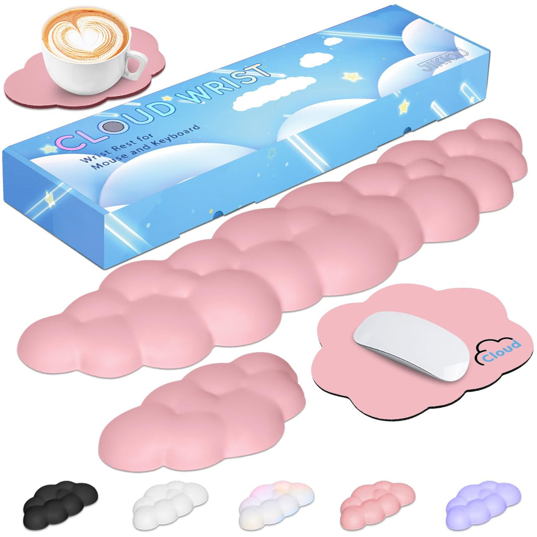 JIKIOU Cloud Handgelenkauflage Tastatur aus Leder mit rutschfester PU-Basis, bequemer Memory-Schaum