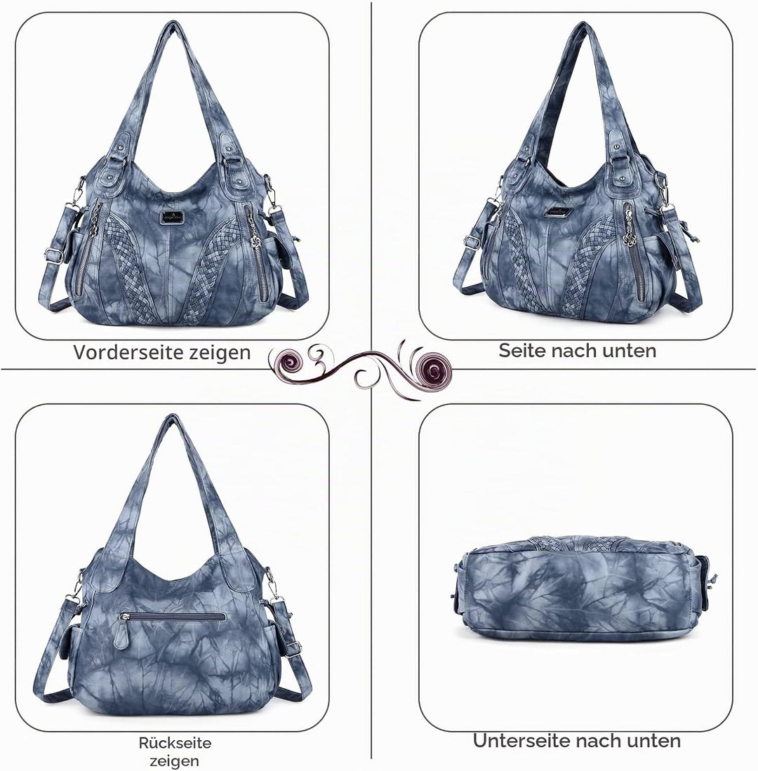 angel kiss Handtasche Damen Schultertasche Multifunktionale Umhängetaschen Wasserdicht PU Veganes Le