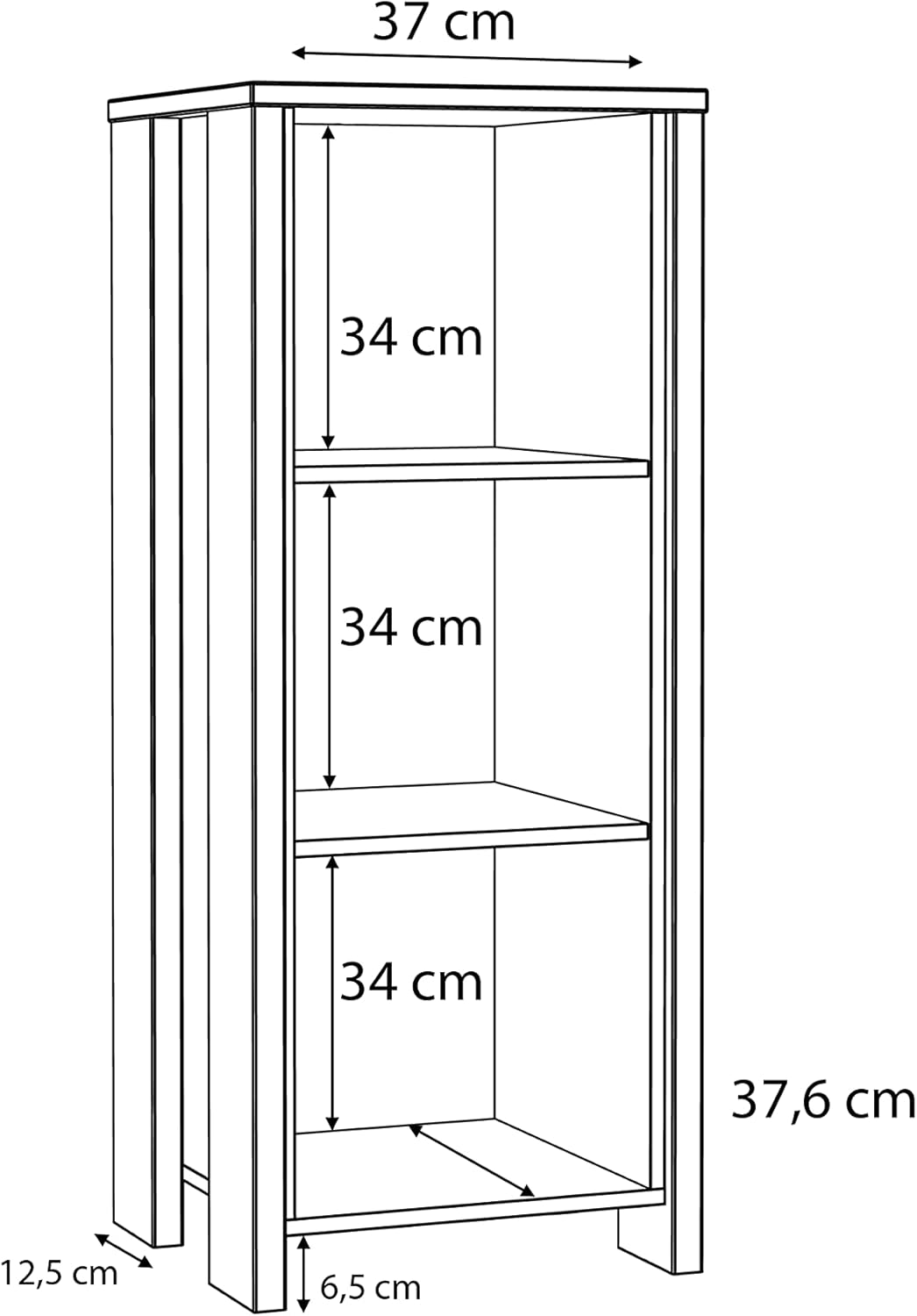 Forte Clif Regal, Holzwerkstoff, Old – Wood Vintage / Betonoptik Dunkelgru, B/H/T: 47 / 115,1 / 41,6