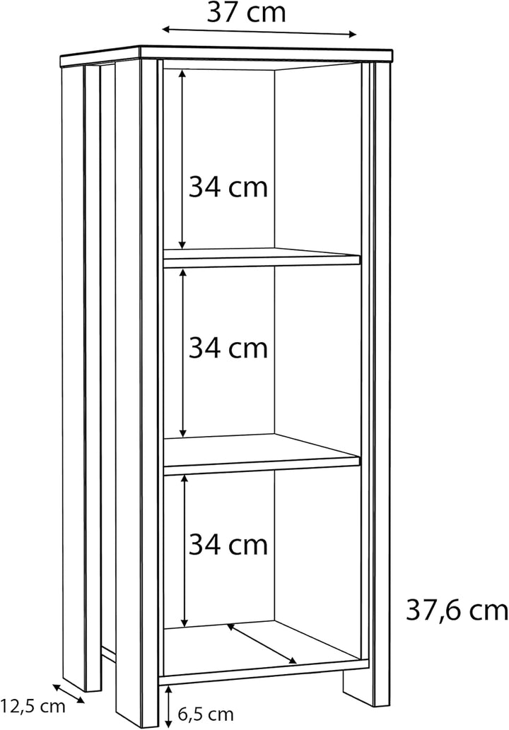 Forte Clif Regal, Holzwerkstoff, Old – Wood Vintage / Betonoptik Dunkelgru, B/H/T: 47 / 115,1 / 41,6