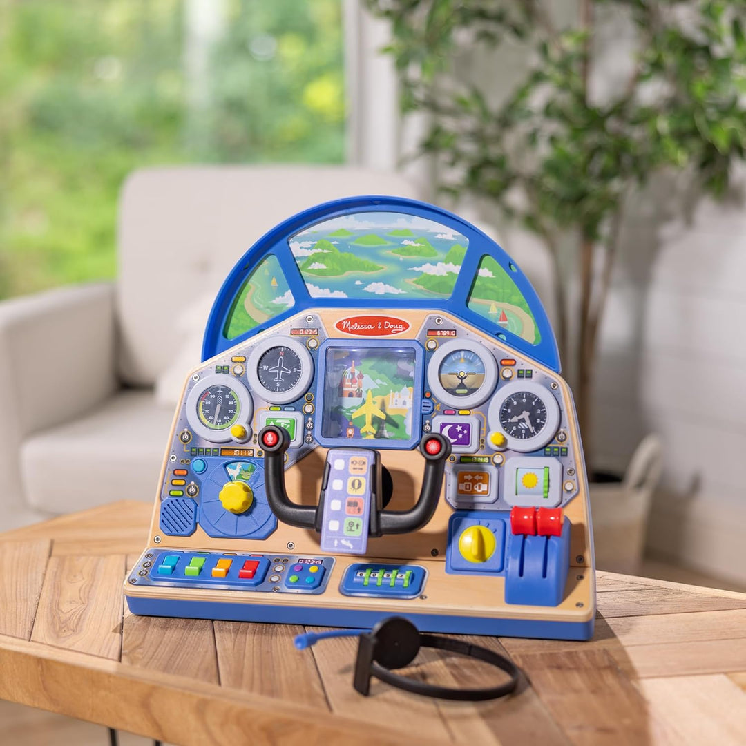 Melissa & Doug 32300 Interaktives Armaturenbrett für Jetpiloten Holzspielzeug für Jungen und Mädchen